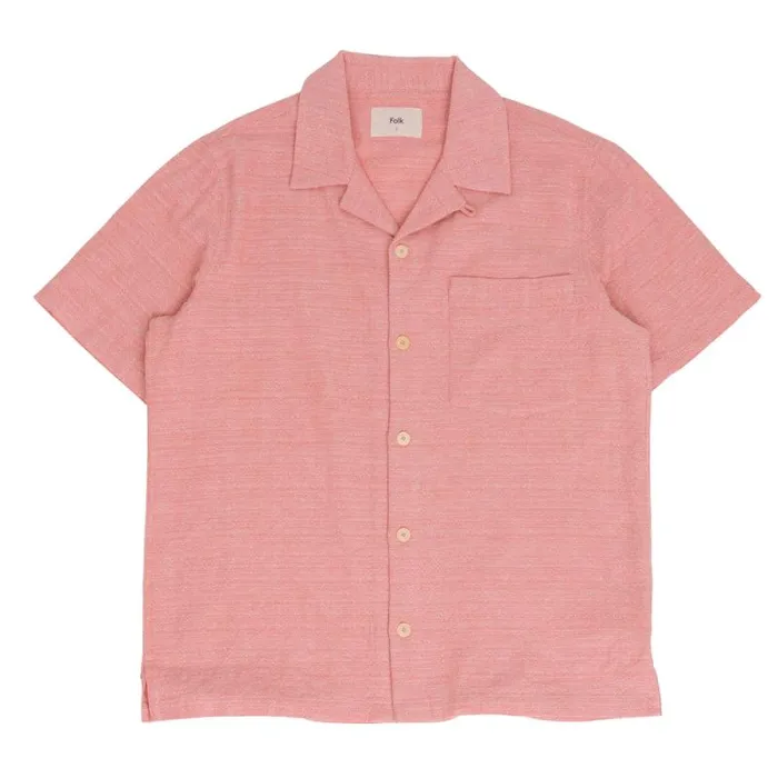 Folk Clothing Shirts SS Soft Collar Shirt 8211 Coral Texture 8211 Mens