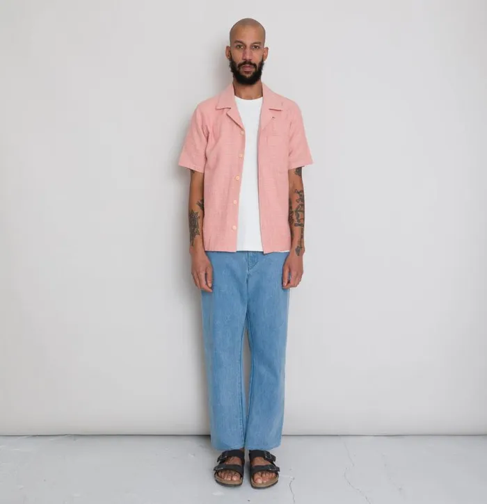 Folk Clothing Shirts SS Soft Collar Shirt 8211 Coral Texture 8211 Mens