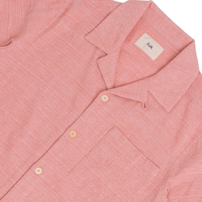 Folk Clothing Shirts SS Soft Collar Shirt 8211 Coral Texture 8211 Mens
