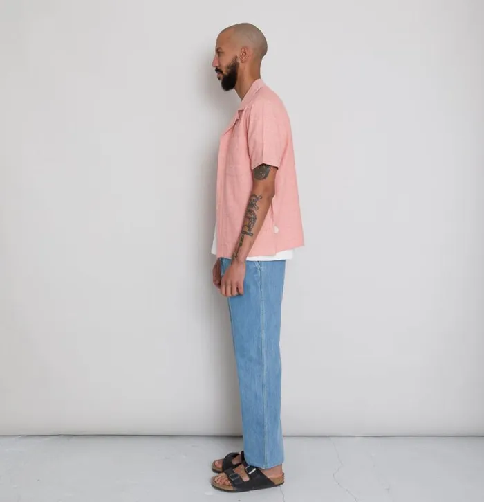 Folk Clothing Shirts SS Soft Collar Shirt 8211 Coral Texture 8211 Mens