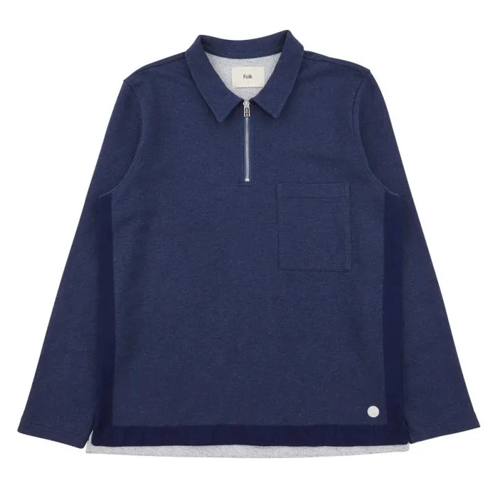 Folk Clothing Sweatshirts Signal Half Zip 8211 Indigo 8211 Mens
