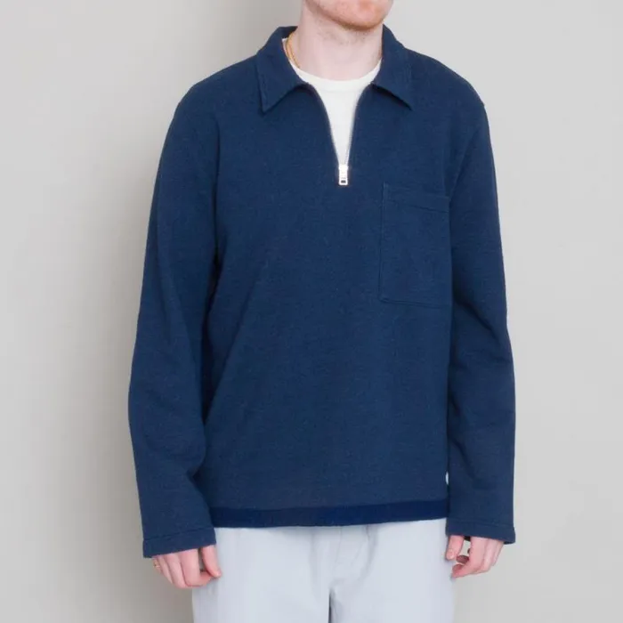 Folk Clothing Sweatshirts Signal Half Zip 8211 Indigo 8211 Mens