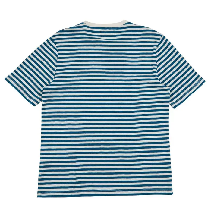 Folk Clothing TShirts Classic Stripe Tee 8211 Ocean Blue Ecru 8211 Mens