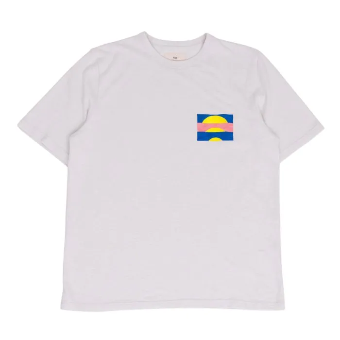 Folk Clothing TShirts Slub Embroidery Tee 8211 Off White Sun DP 8211 Mens