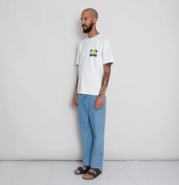 Folk Clothing TShirts Slub Embroidery Tee 8211 Off White Sun DP 8211 Mens