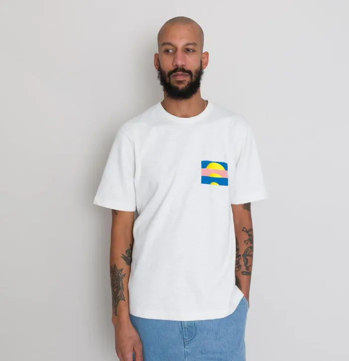 Folk Clothing TShirts Slub Embroidery Tee 8211 Off White Sun DP 8211 Mens