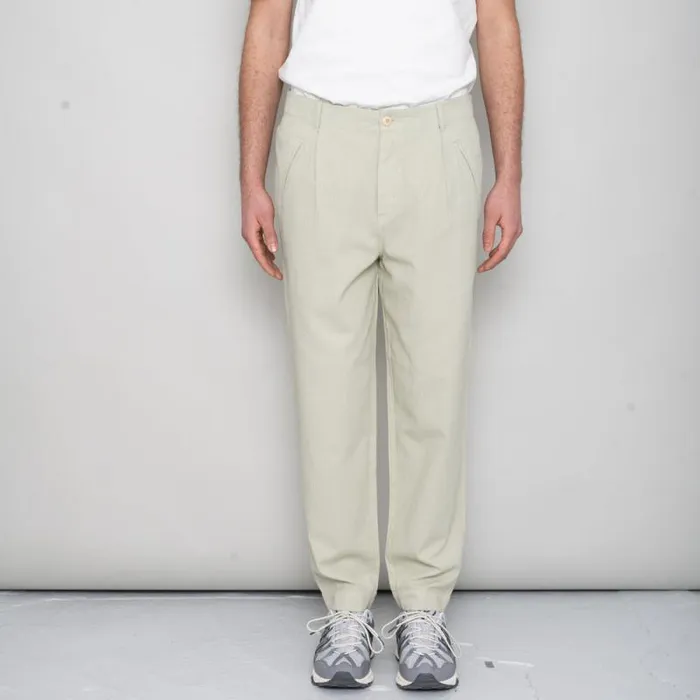 Folk Clothing Trousers Assembly Pant 8211 Light Olive Herringbone 8211 Mens