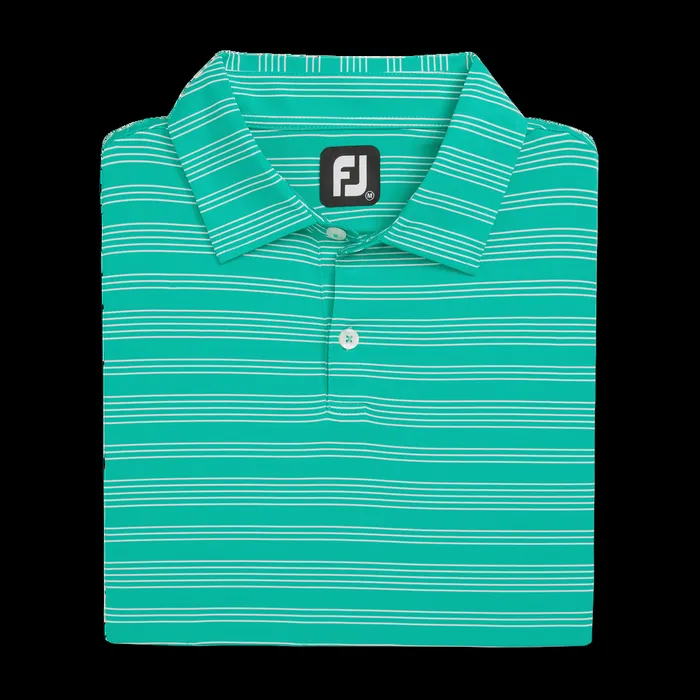 FootJoy Shirts Men Herald Stripe Lisle Emerald White