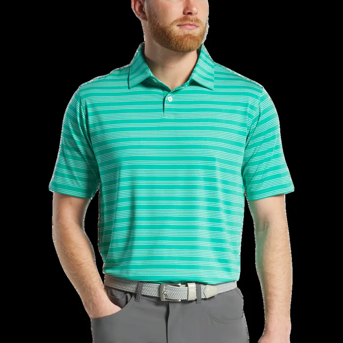 FootJoy Shirts Men Herald Stripe Lisle Emerald White