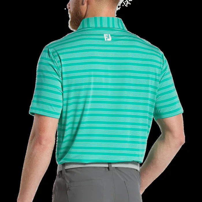 FootJoy Shirts Men Herald Stripe Lisle Emerald White