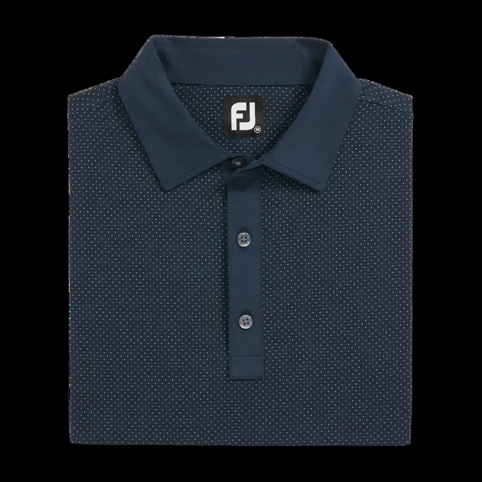 FootJoy Shirts Men Jacquard Dot Lisle Navy White