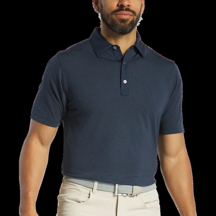 FootJoy Shirts Men Jacquard Dot Lisle Navy White FootJoy Shirts Men Jacquard Dot Lisle Navy White