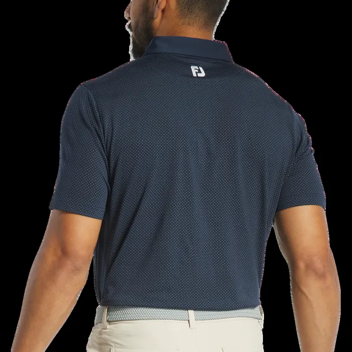 FootJoy Shirts Men Jacquard Dot Lisle Navy White FootJoy Shirts Men Jacquard Dot Lisle Navy White