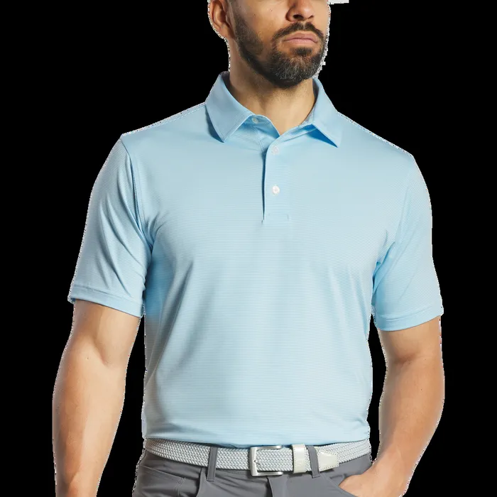 FootJoy Shirts Men MicroFeeder Stripe Lisle Light Blue White FootJoy Shirts Men MicroFeeder Stripe Lisle Light Blue White