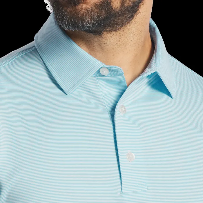 FootJoy Shirts Men MicroFeeder Stripe Lisle Light Blue White FootJoy Shirts Men MicroFeeder Stripe Lisle Light Blue White
