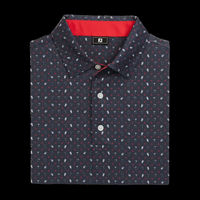FootJoy Shirts Men Star Cocktail Lisle Navy Red White