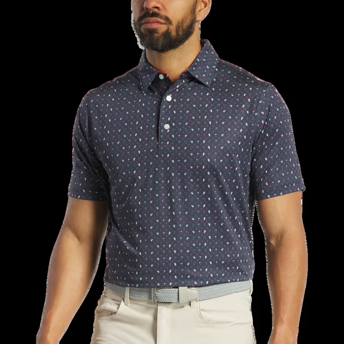 FootJoy Shirts Men Star Cocktail Lisle Navy Red White