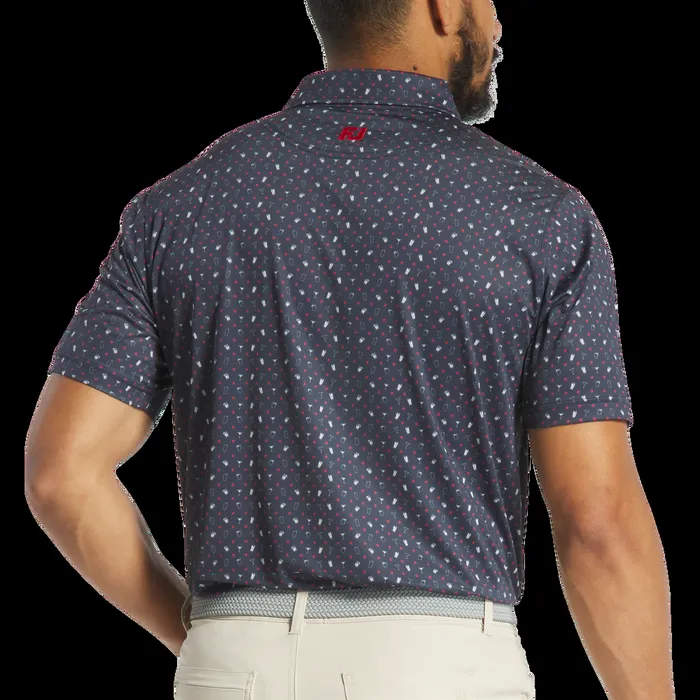 FootJoy Shirts Men Star Cocktail Lisle Navy Red White