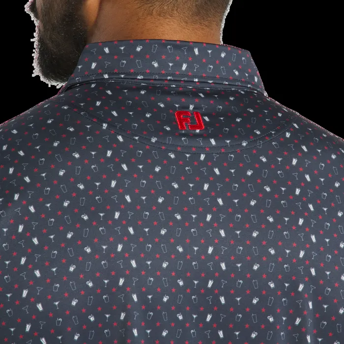 FootJoy Shirts Men Star Cocktail Lisle Navy Red White