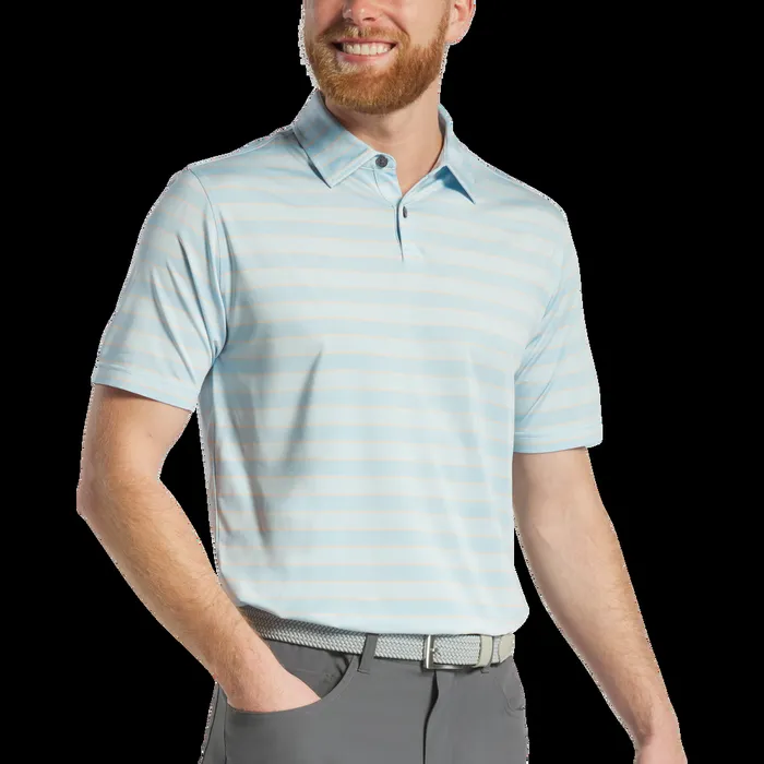FootJoy Shirts Men Tonal Stripe Lisle Lake Blue Sunset
