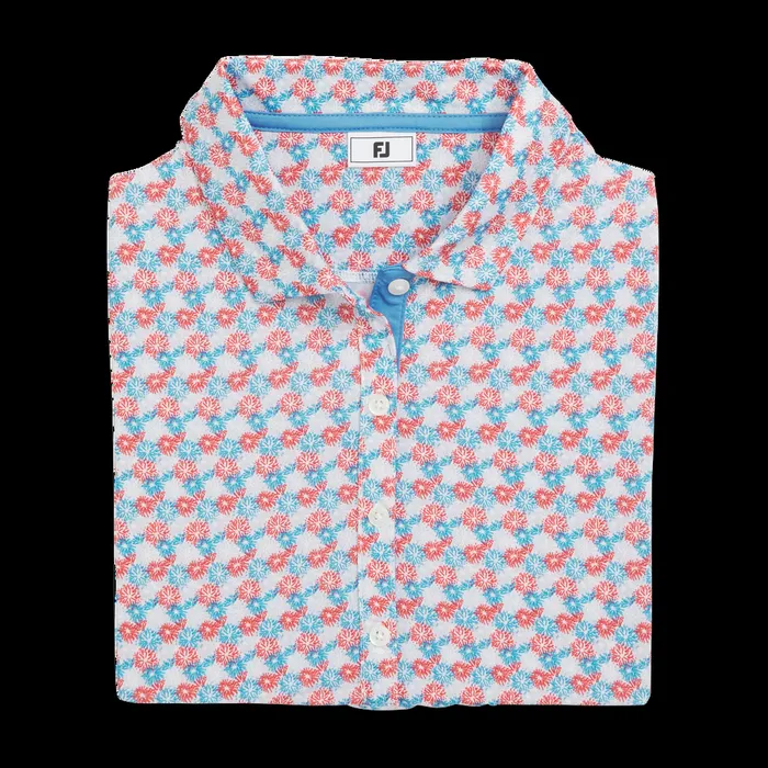 FootJoy Shirts Women Fireworks Lisle White Red Blue