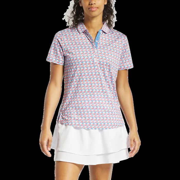 FootJoy Shirts Women Fireworks Lisle White Red Blue
