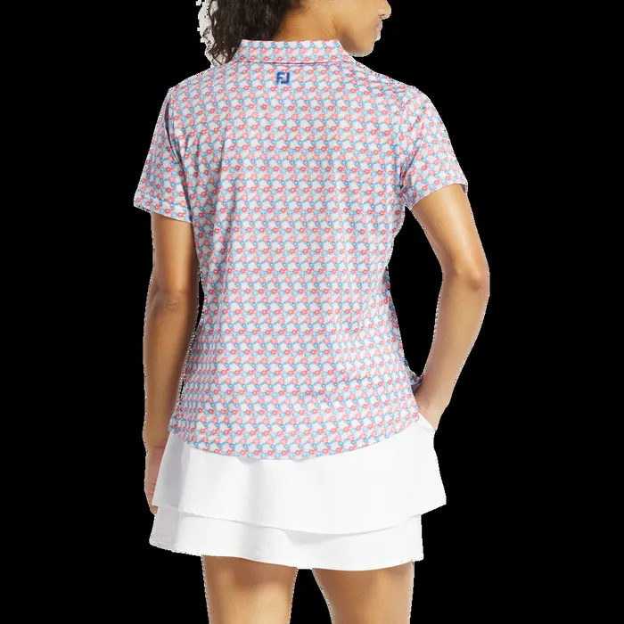 FootJoy Shirts Women Fireworks Lisle White Red Blue