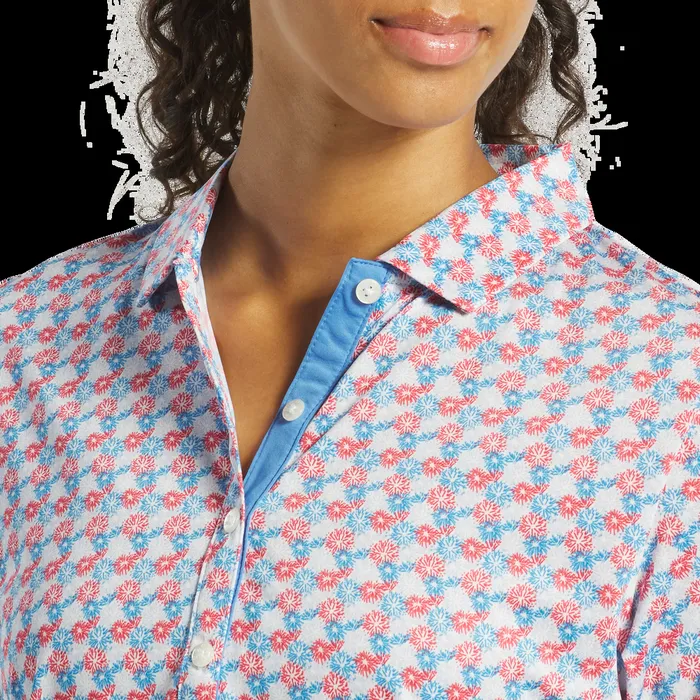 FootJoy Shirts Women Fireworks Lisle White Red Blue