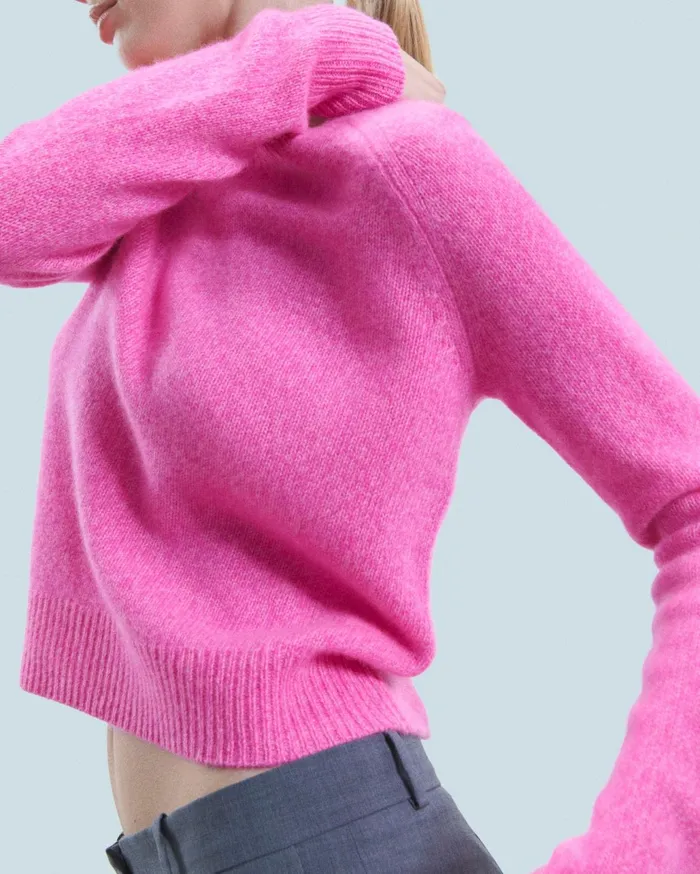 From Future Cashmere Sweaters Women Crewneck Raglan Sweater Bright Pink Mou