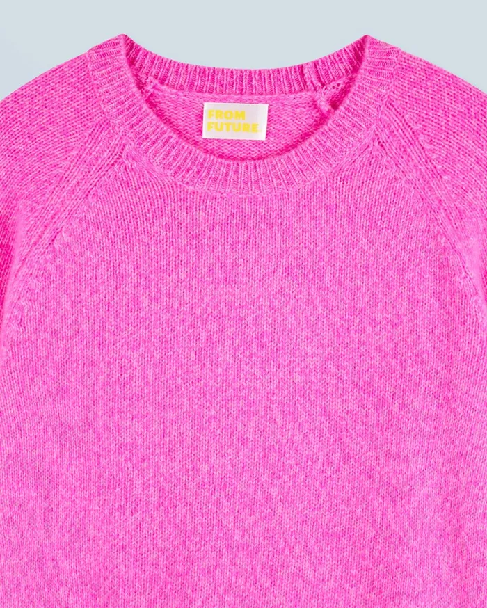 From Future Cashmere Sweaters Women Crewneck Raglan Sweater Bright Pink Mou