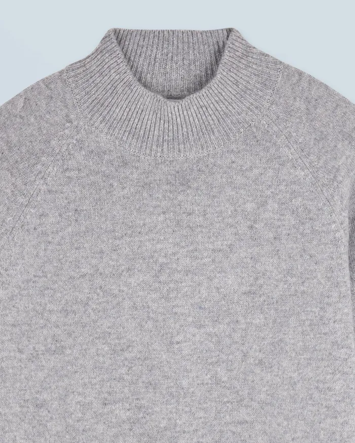 From Future Cashmere Sweaters Women Lightweight Mock Neck Sweater Dark Heather Gray