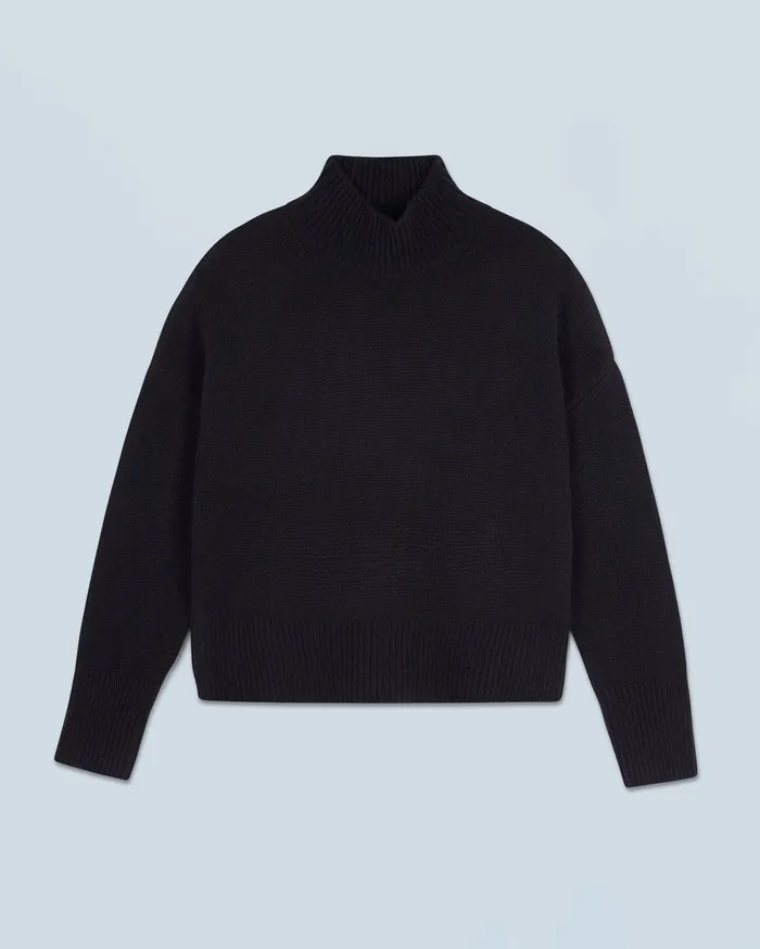 From Future Cashmere Sweaters Women Oversized Mock Neck Sweater Black