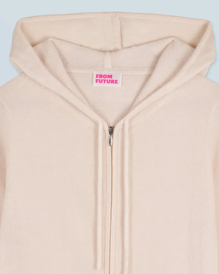 From Future Cashmere Sweaters Women Zipped Hoodie Sweater White