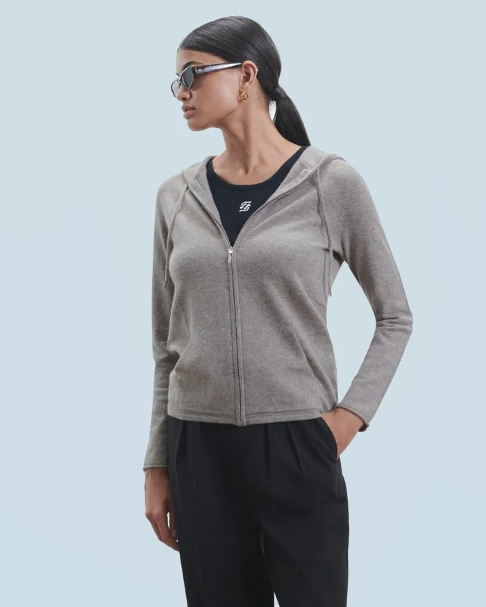 From Future Cashmere Sweaters Women Zipped Hoodie Sweater White