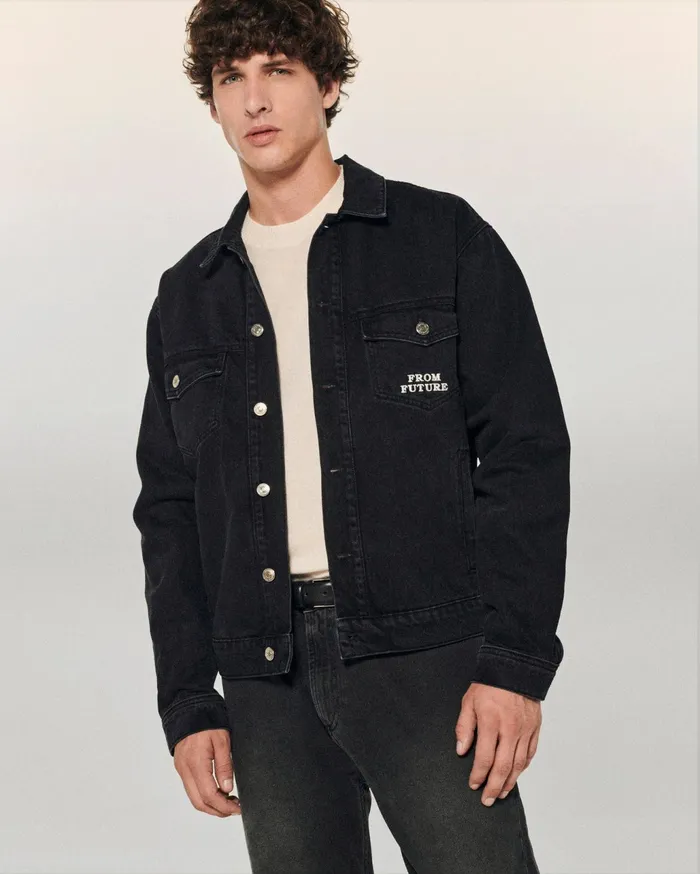 From Future Coats and Jackets Men Jean Jacket Black