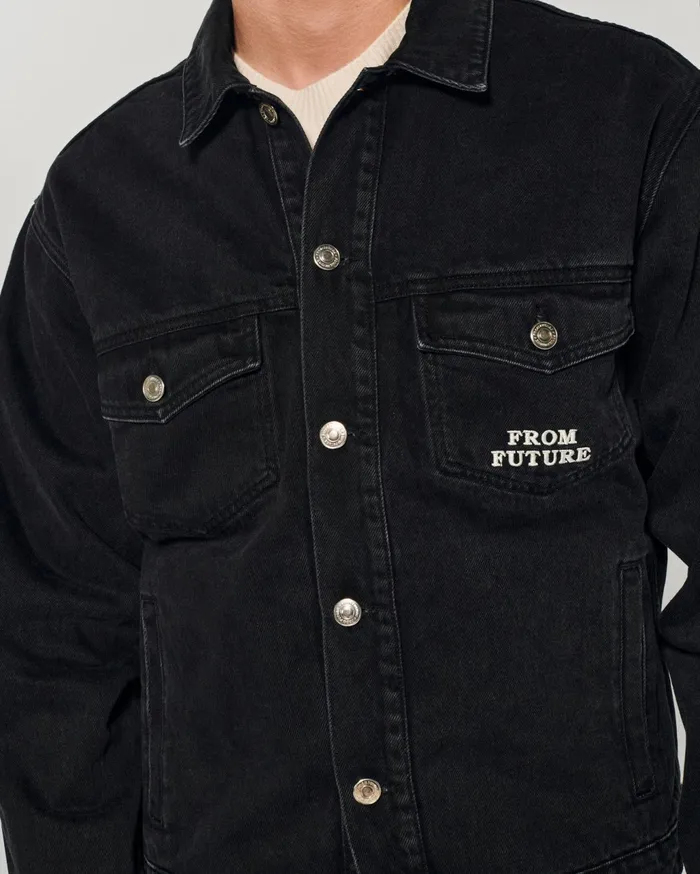 From Future Coats and Jackets Men Jean Jacket Black