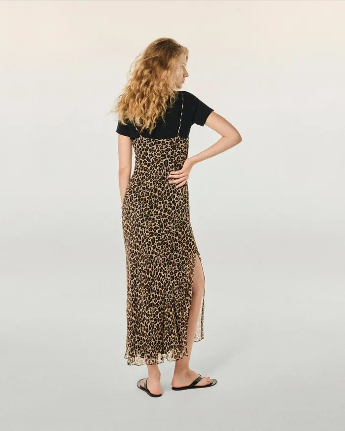 From Future Dresses and Jumpsuits Women Long Chiffon Strap Dress Winter Leopard