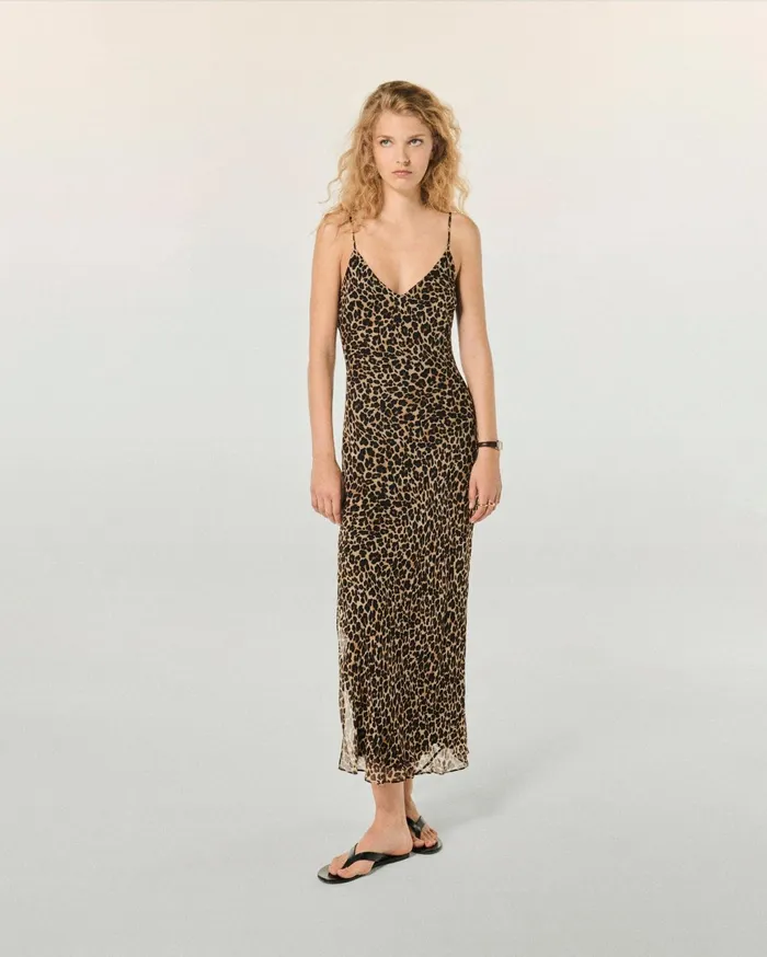 From Future Dresses and Jumpsuits Women Long Chiffon Strap Dress Winter Leopard