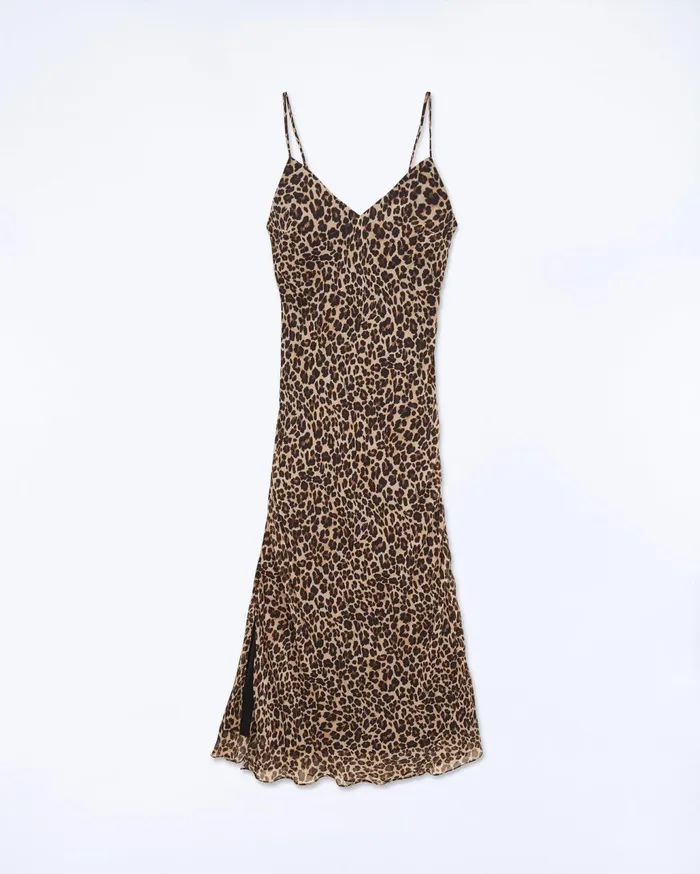 From Future Dresses and Jumpsuits Women Long Chiffon Strap Dress Winter Leopard