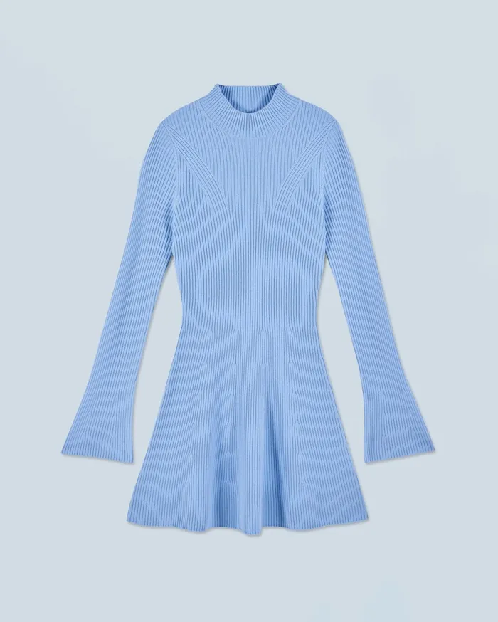 From Future Dresses and Jumpsuits Women Short Long Sleeve Dress Baby Blue