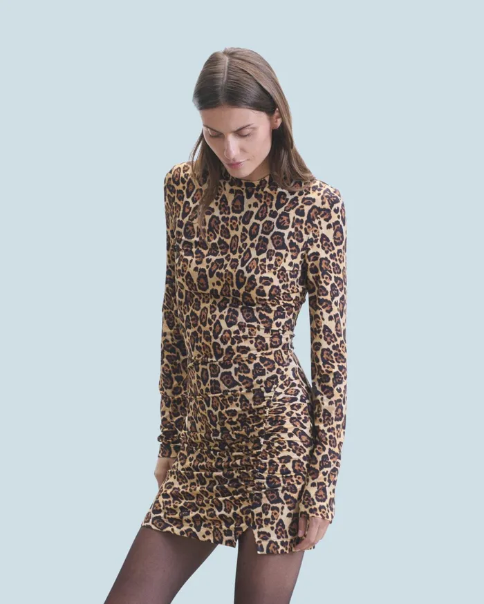 From Future Dresses and Jumpsuits Women Short Long Sleeve Jersey Dress Hot Leopard