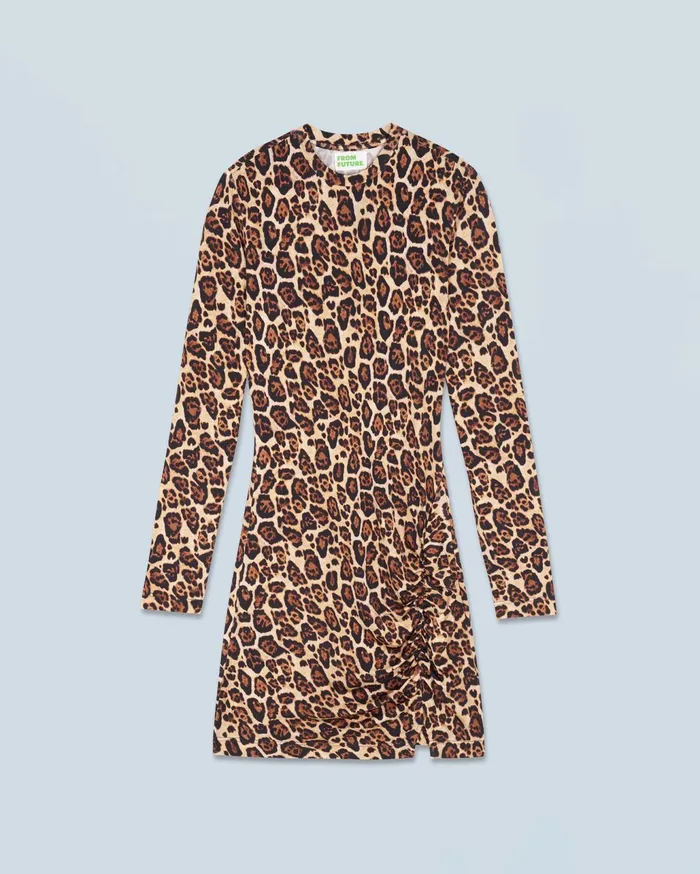 From Future Dresses and Jumpsuits Women Short Long Sleeve Jersey Dress Hot Leopard