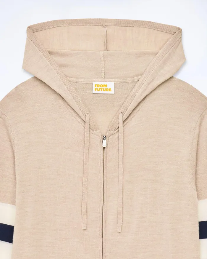 From Future Hoodies Men Striped Hoodie Sweater Heather Beige