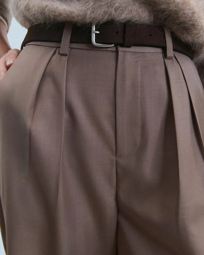 From Future Pants Women Wide Tailoring Trousers Taupe