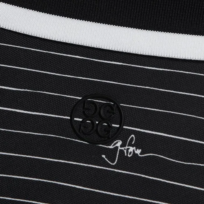GFORE Polos Men GFORE SCRIPT STRIPE TECH PIQU BANDED SLEEVE POLO Onyx