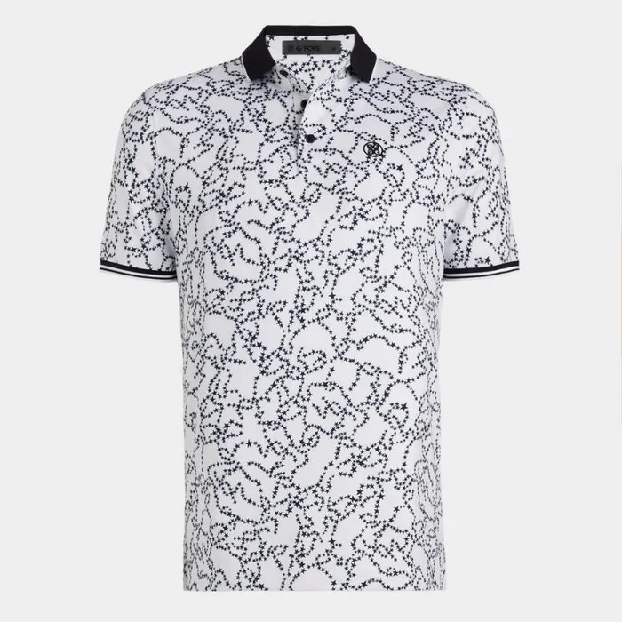GFORE Polos Men STAR DUST TECH JERSEY MODERN SPREAD COLLAR BANDED SLEEVE POLO Snow