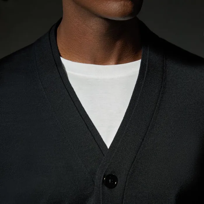 GFORE Ready To Wear Men FINE MERINO WOOL CARDIGAN Onyx