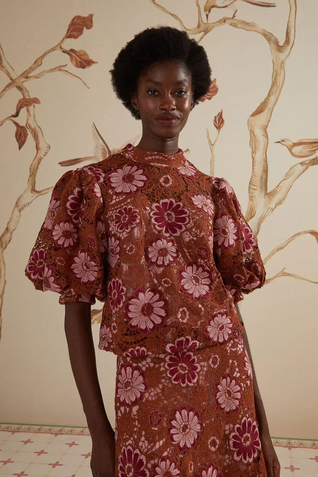 Gigi Tapestry Guipure Blouse Women Farm Rio Blouses