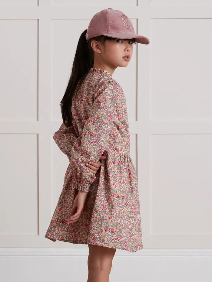 Girls Cyrillus Clothing Dress With Liberty Fabric Ruffle Lib Babington Rose