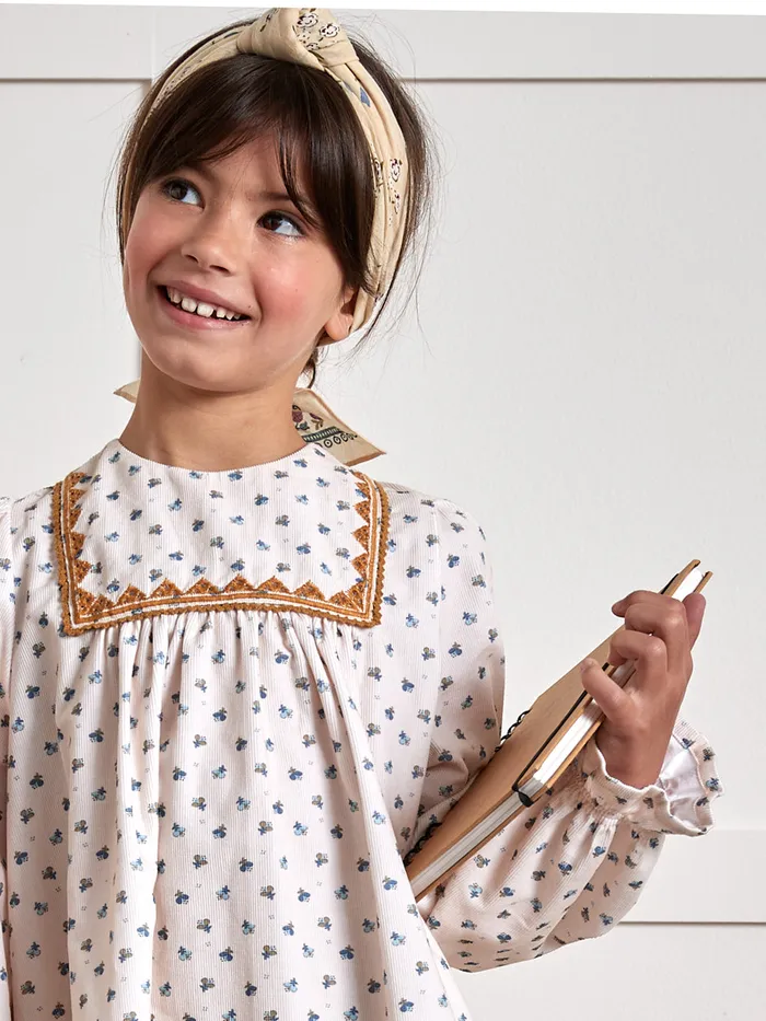 Girls Cyrillus Clothing Emily Print Corduroy Dress Imp Emily